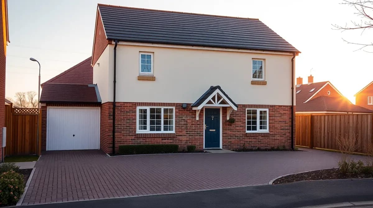 New build home with cream monocouche render