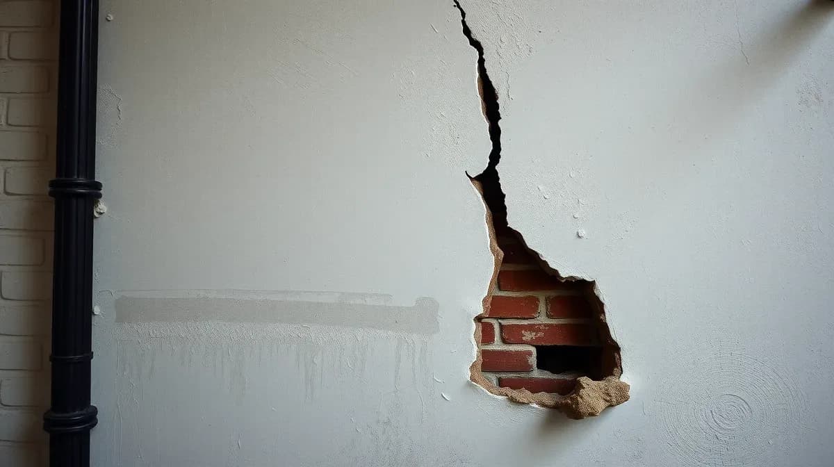 Cracked and blown render before repair
