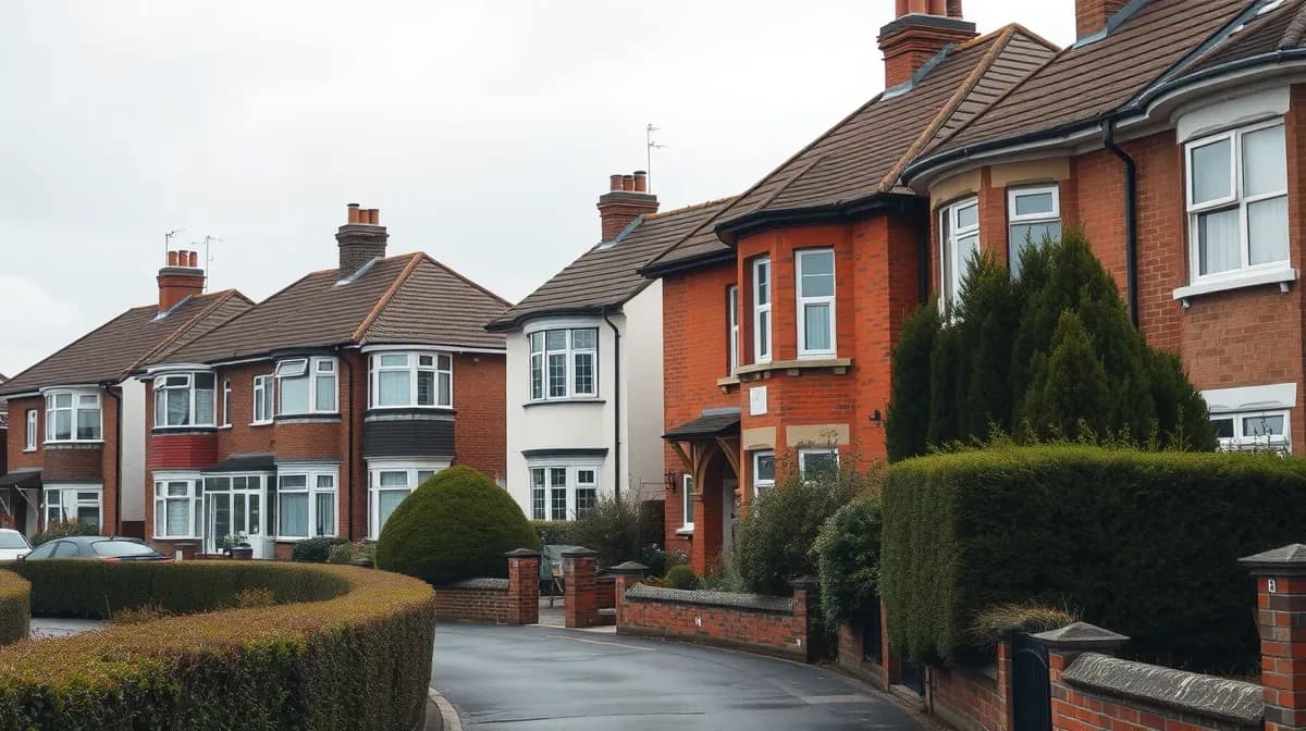 Street of rendered 1930s semi-detached houses
