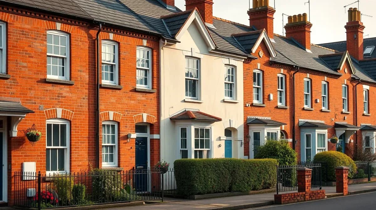 Victorian terrace with one freshly rendered house
